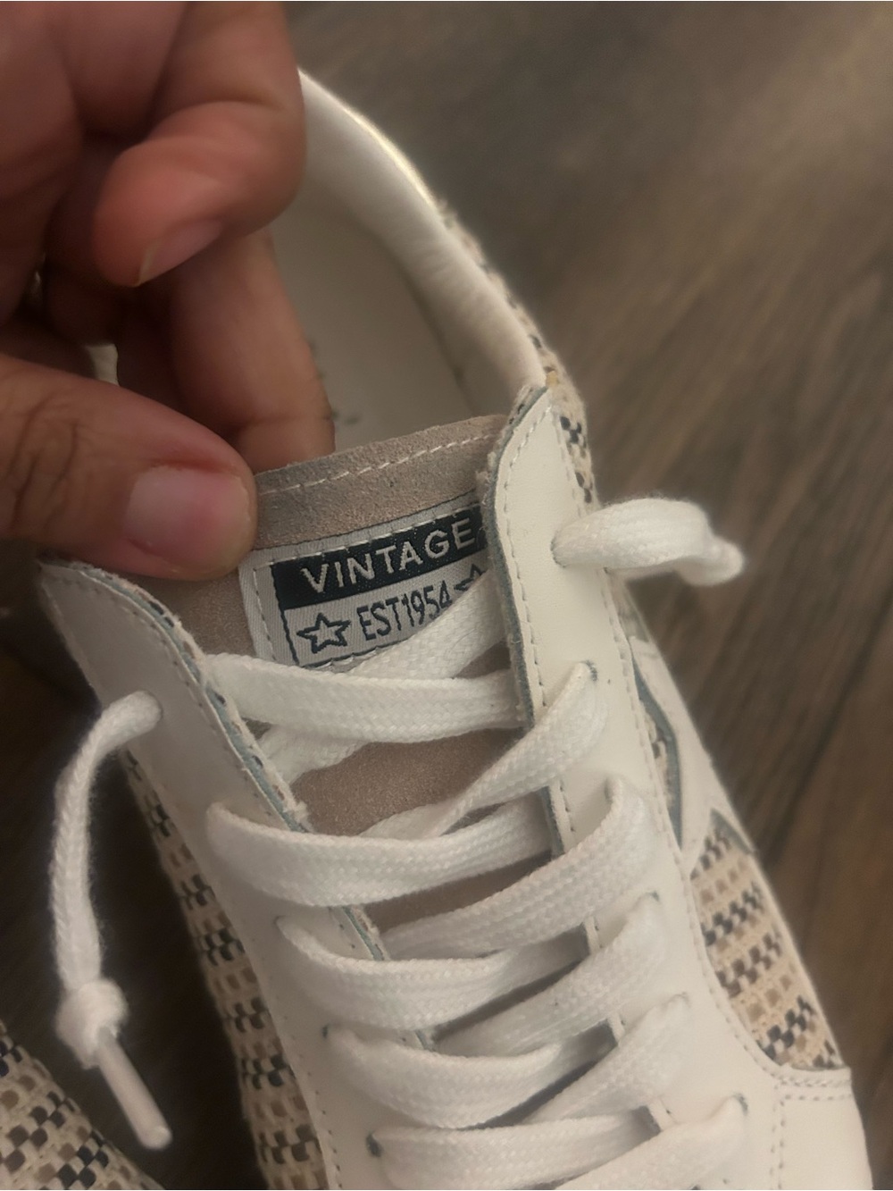 Vintage Havana Women's Beige, White and Black Woven Sneakers - Picture 5 of 14